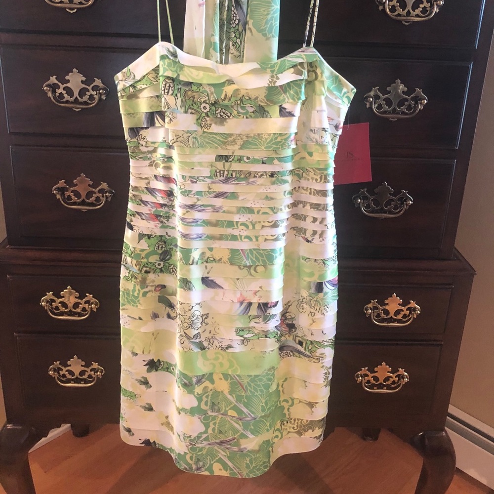 Groupe J.S Green and White Patterned Dress